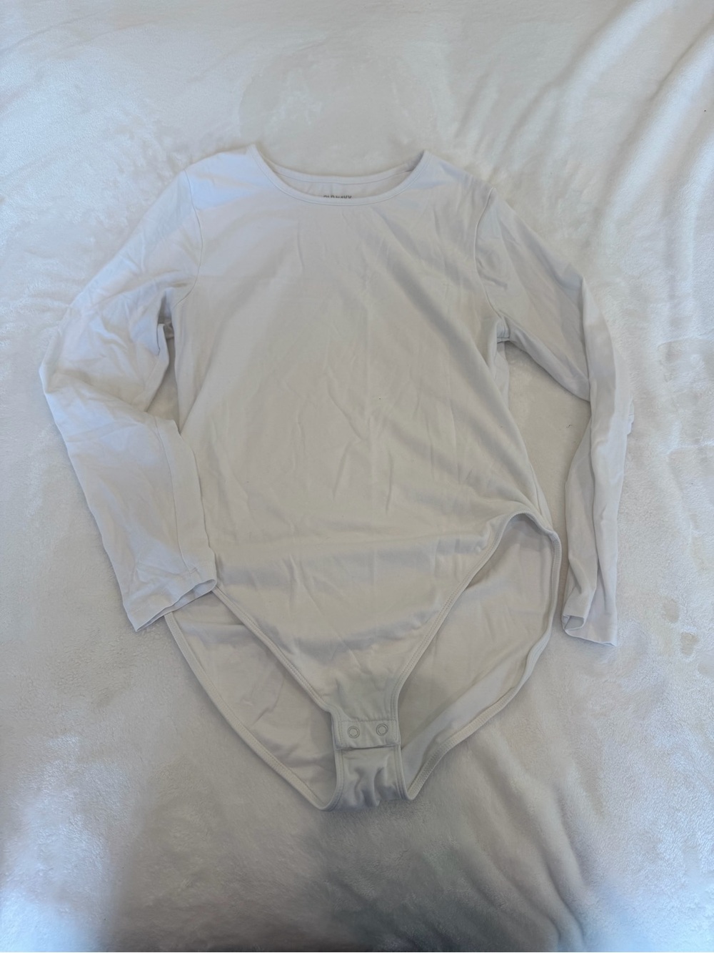 White Long-Sleeve One-Piece Bodysuit